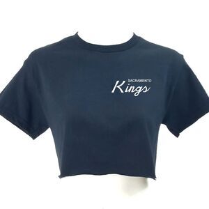 SACRAMENTO KINGS Double Script Retro Logo "Cropped" Crop Top Basketball Tee